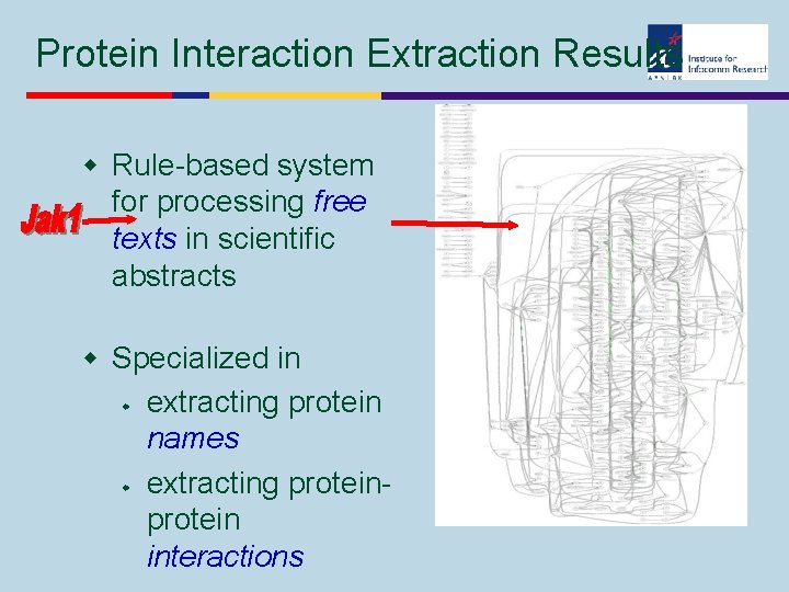 Protein Interaction Extraction Results w Rule-based system for processing free texts in scientific abstracts