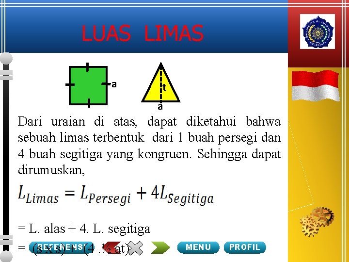 LUAS LIMAS a t a Dari uraian di atas, dapat diketahui bahwa sebuah limas