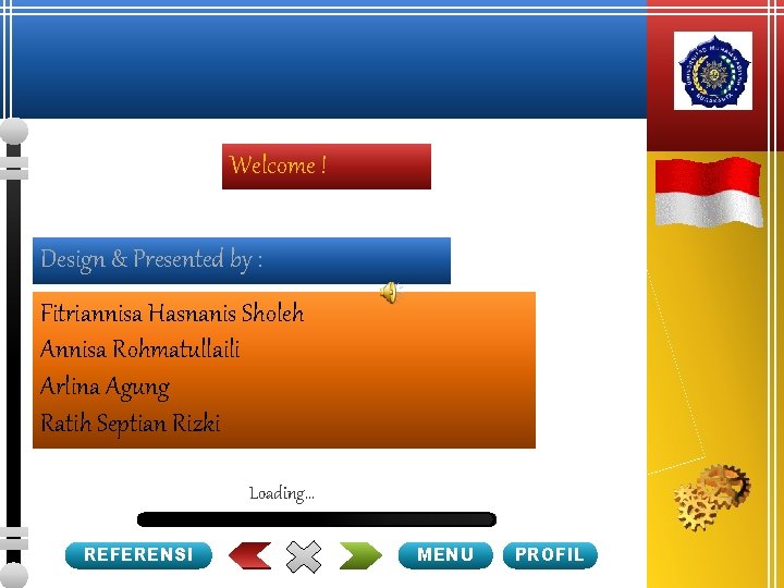 Welcome ! Design & Presented by : Fitriannisa Hasnanis Sholeh Annisa Rohmatullaili Arlina Agung