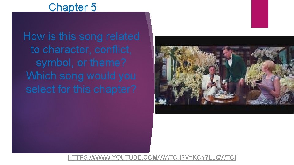 Chapter 5 How is this song related to character, conflict, symbol, or theme? Which