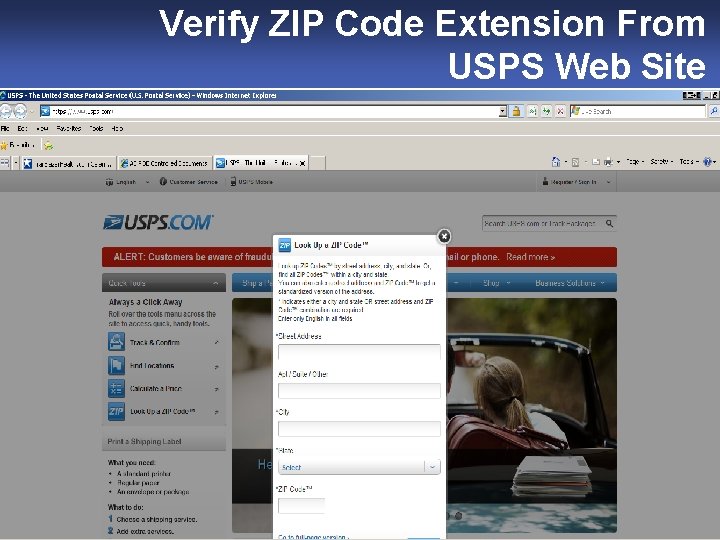 Verify ZIP Code Extension From USPS Web Site Slide 73 