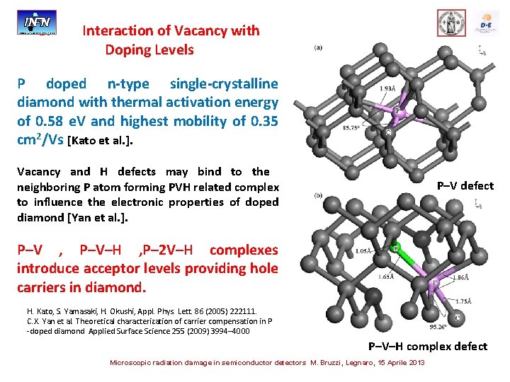 3. Interaction of Vacancy with Doping Levels P doped n-type single-crystalline diamond with thermal