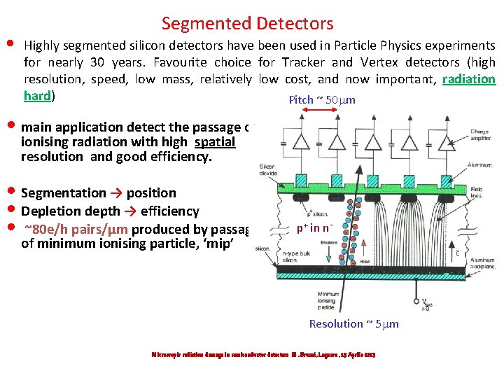  • Segmented Detectors Highly segmented silicon detectors have been used in Particle Physics