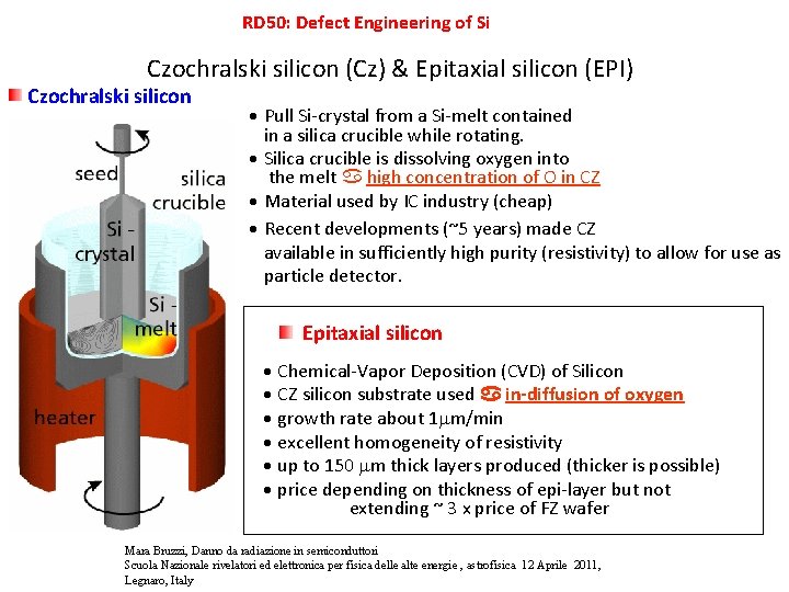 RD 50: Defect Engineering of Si Czochralski silicon (Cz) & Epitaxial silicon (EPI) Czochralski
