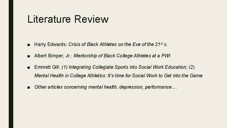 Literature Review ■ Harry Edwards: Crisis of Black Athletes on the Eve of the