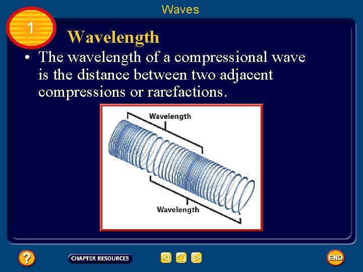 Waves 1 Wavelength • The wavelength of a compressional wave is the distance between