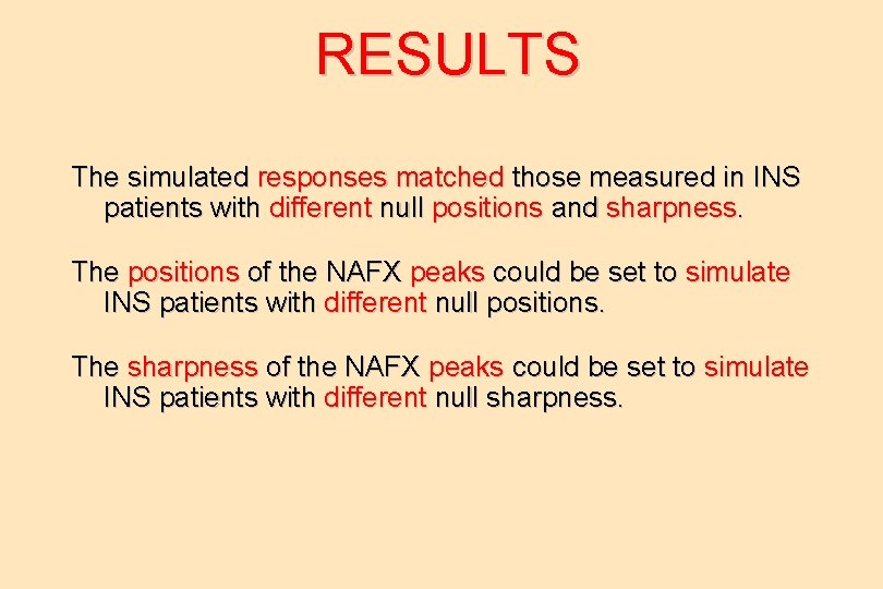 RESULTS The simulated responses matched those measured in INS patients with different null positions