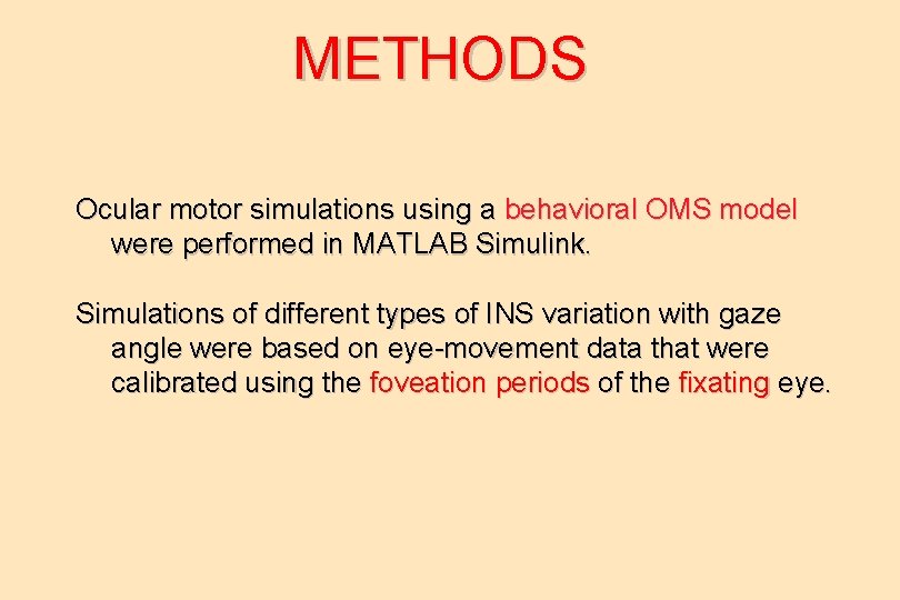 METHODS Ocular motor simulations using a behavioral OMS model were performed in MATLAB Simulink.