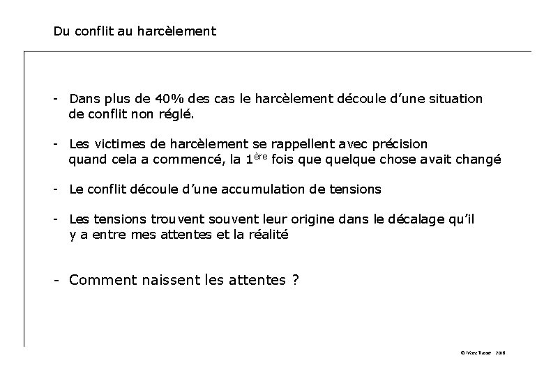 Du conflit au harcèlement - Dans plus de 40% des cas le harcèlement découle