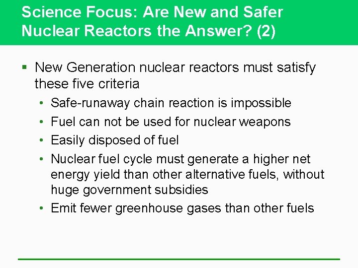 Science Focus: Are New and Safer Nuclear Reactors the Answer? (2) § New Generation