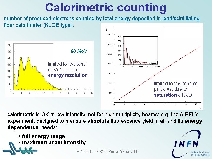 Calorimetric counting number of produced electrons counted by total energy deposited in lead/scintillating fiber