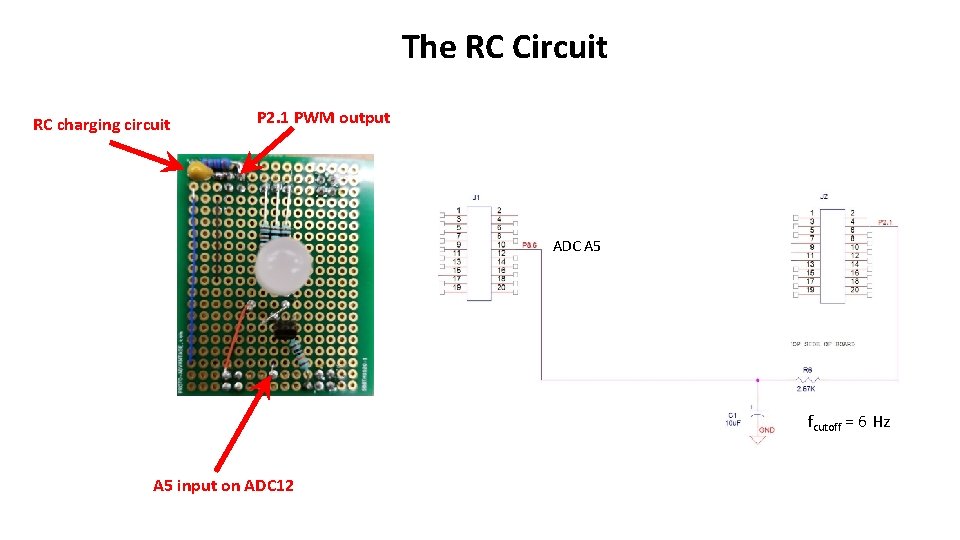 The RC Circuit RC charging circuit P 2. 1 PWM output ADC A 5