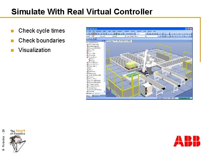 © Robotics - 28 Simulate With Real Virtual Controller n Check cycle times n