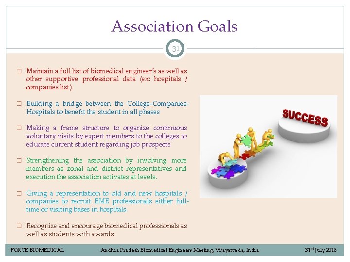 Association Goals 31 � Maintain a full list of biomedical engineer’s as well as Association Goals 31 � Maintain a full list of biomedical engineer’s as well as