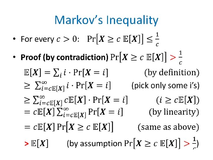 Markov’s Inequality • 