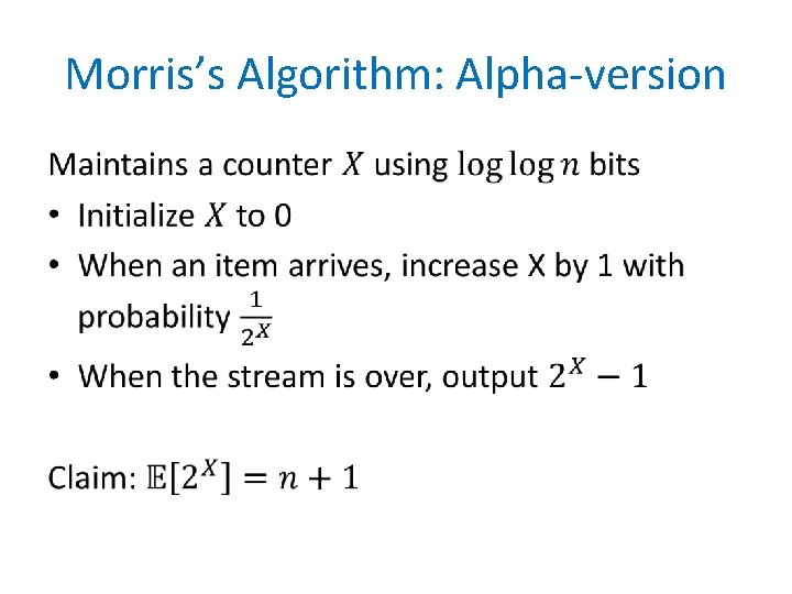 Morris’s Algorithm: Alpha-version • 