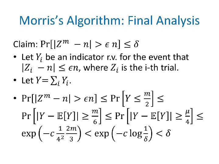 Morris’s Algorithm: Final Analysis • 