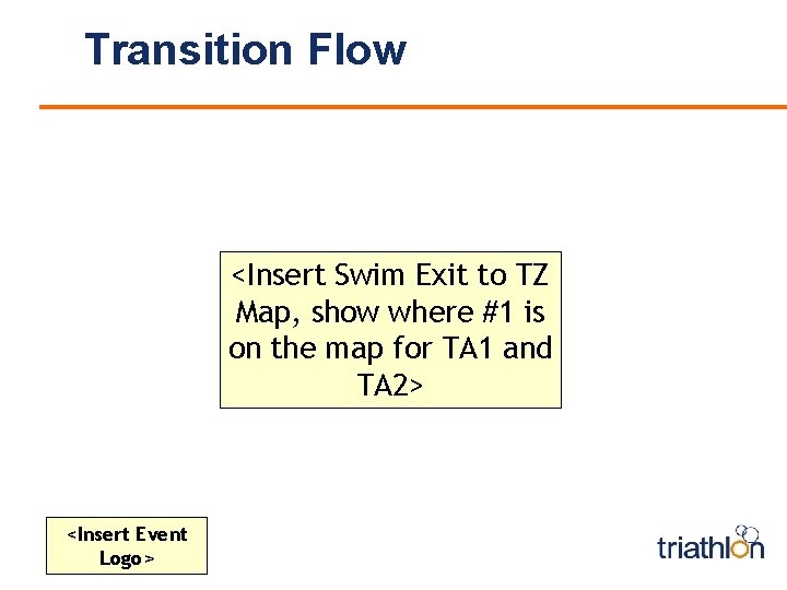 Transition Flow <Insert Swim Exit to TZ Map, show where #1 is on the
