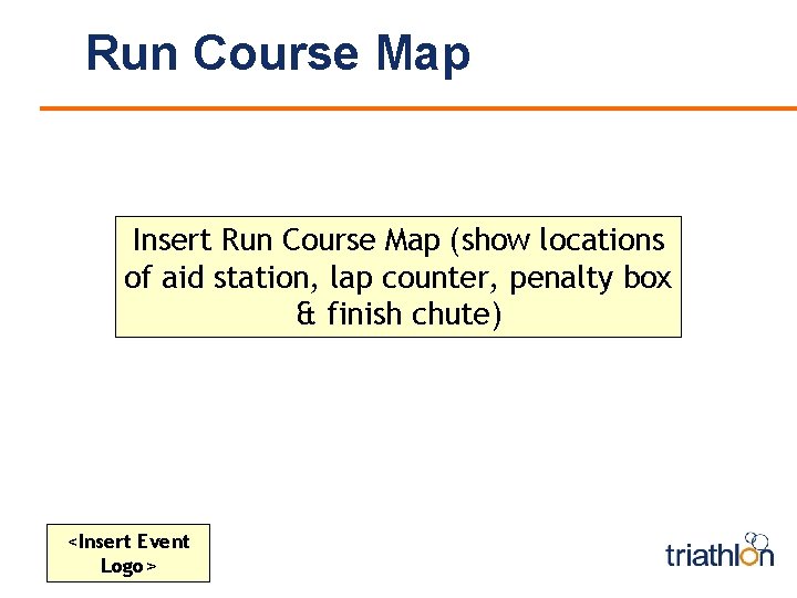 Run Course Map Insert Run Course Map (show locations of aid station, lap counter,