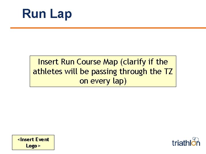 Run Lap Insert Run Course Map (clarify if the athletes will be passing through