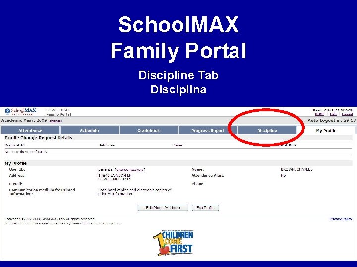 School. MAX Family Portal Discipline Tab Disciplina 