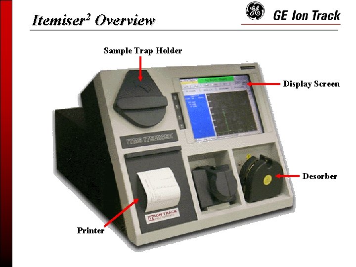Itemiser 2 Overview Sample Trap Holder Display Screen Desorber Printer 