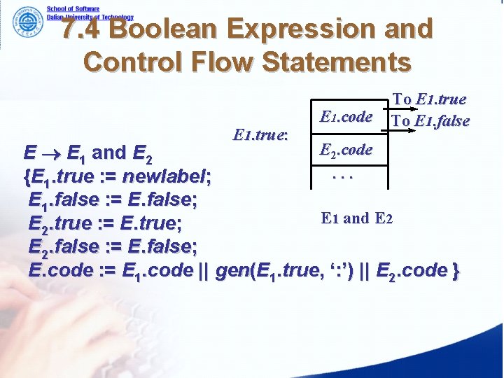 7. 4 Boolean Expression and Control Flow Statements E 1. true: E 1. code 7. 4 Boolean Expression and Control Flow Statements E 1. true: E 1. code