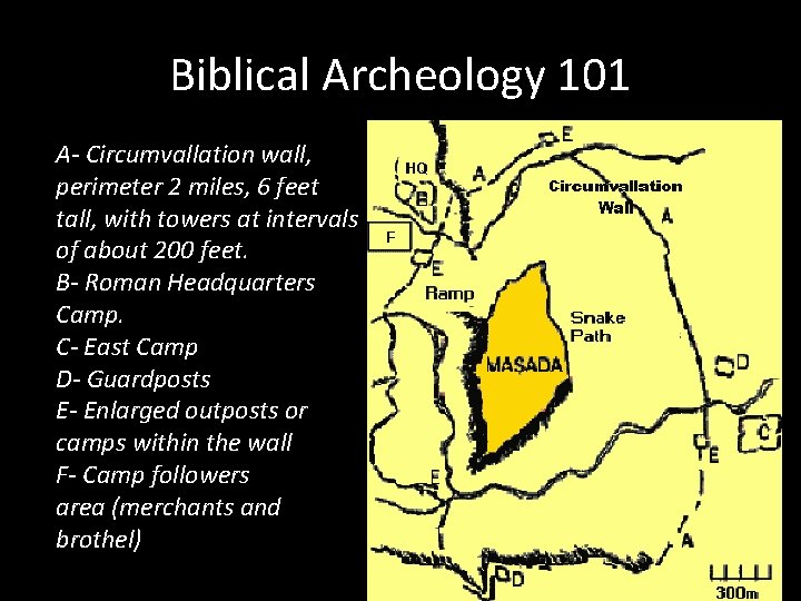 Biblical Archeology 101 A- Circumvallation wall, perimeter 2 miles, 6 feet tall, with towers