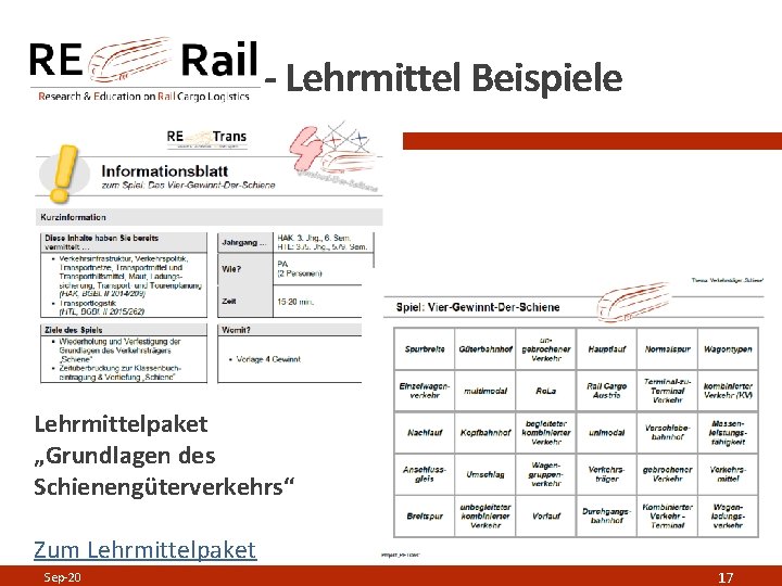 - Lehrmittel Beispiele Lehrmittelpaket „Grundlagen des Schienengüterverkehrs“ Zum Lehrmittelpaket Sep-20 17 