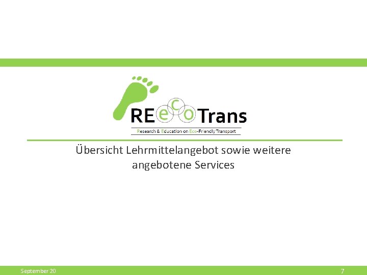 Übersicht Lehrmittelangebot sowie weitere angebotene Services September 20 7 