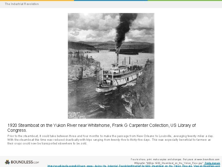 The Industrial Revolution 1920 Steamboat on the Yukon River near Whitehorse, Frank G Carpenter
