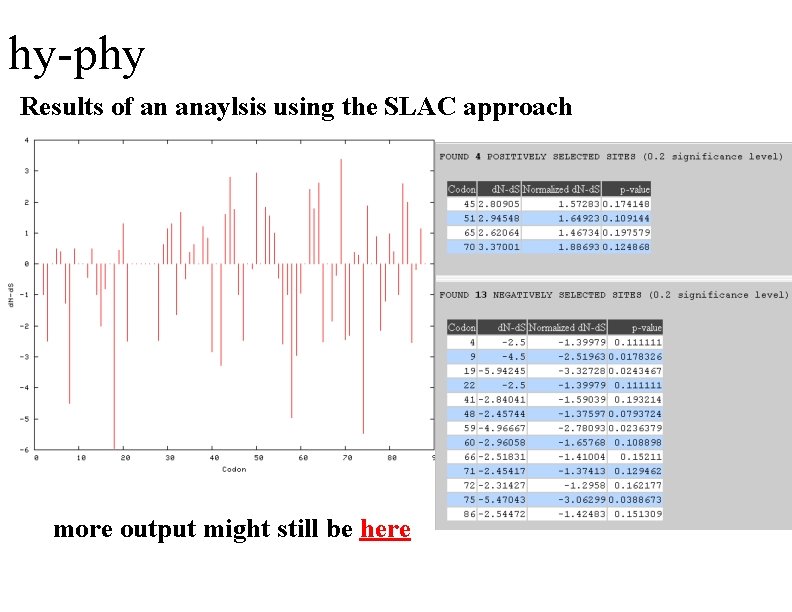 hy-phy Results of an anaylsis using the SLAC approach more output might still be