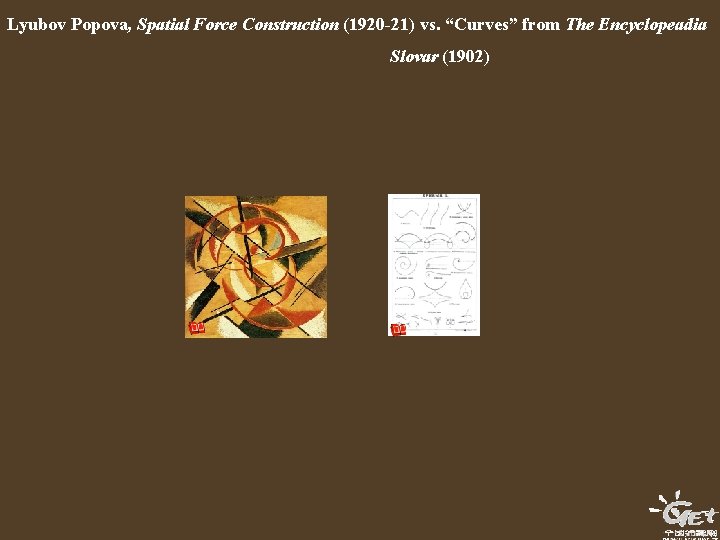 Lyubov Popova, Spatial Force Construction (1920 -21) vs. “Curves” from The Encyclopeadia Slovar (1902)