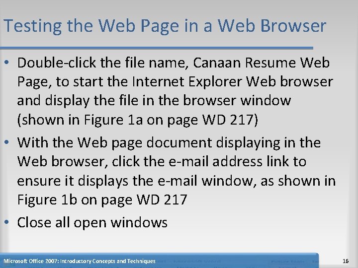 Testing the Web Page in a Web Browser • Double-click the file name, Canaan