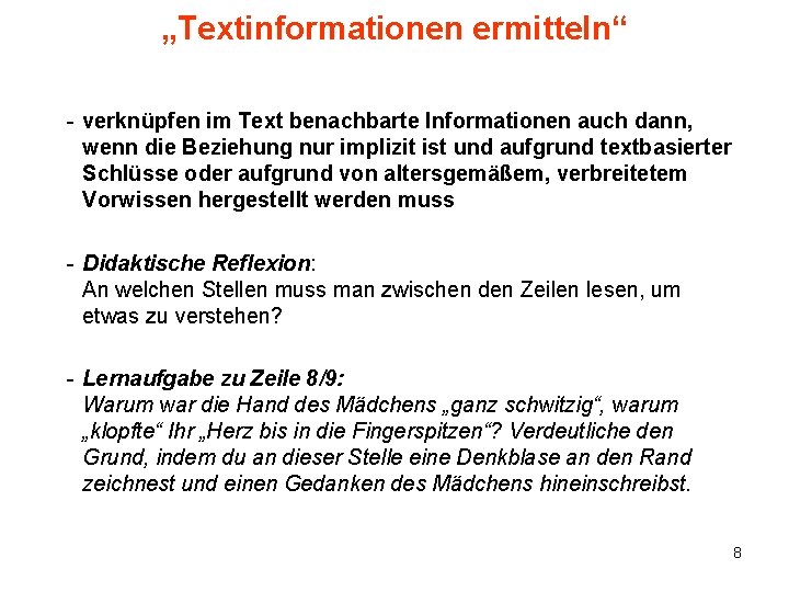 „Textinformationen ermitteln“ - verknüpfen im Text benachbarte Informationen auch dann, wenn die Beziehung nur