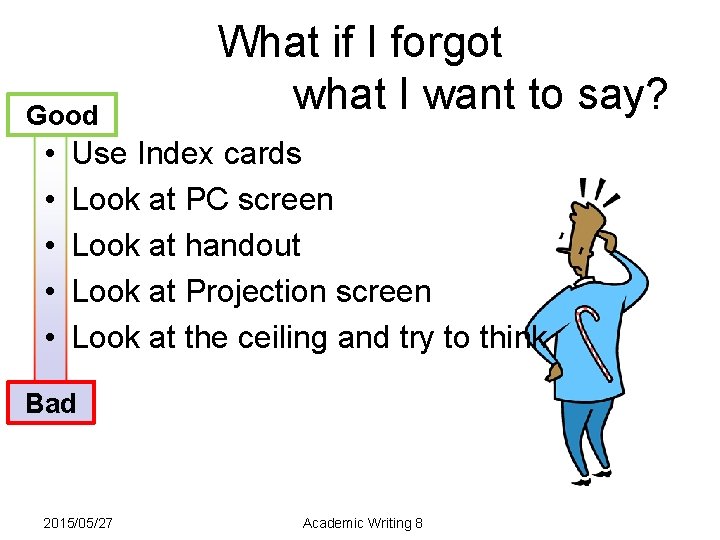 What if I forgot what I want to say? Good • • • Use