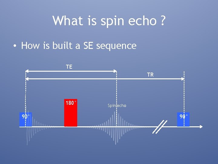 What is spin echo ? • How is built a SE sequence TE TR