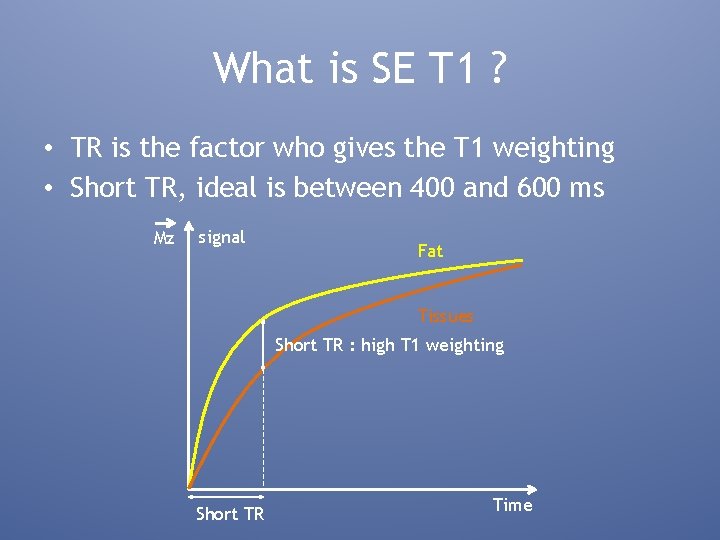 What is SE T 1 ? • TR is the factor who gives the