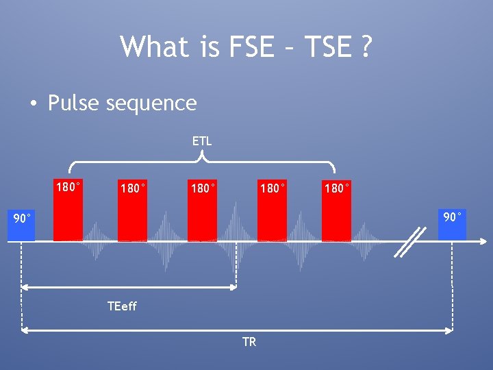 What is FSE – TSE ? • Pulse sequence ETL 180° 180° 90° TEeff