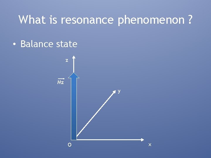 What is resonance phenomenon ? • Balance state z Mz y O x 