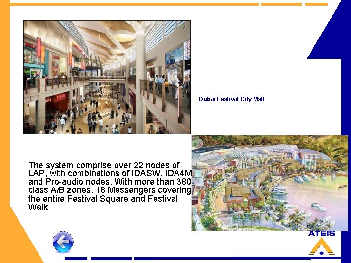 Dubai Festival City Mall The system comprise over 22 nodes of LAP, with combinations