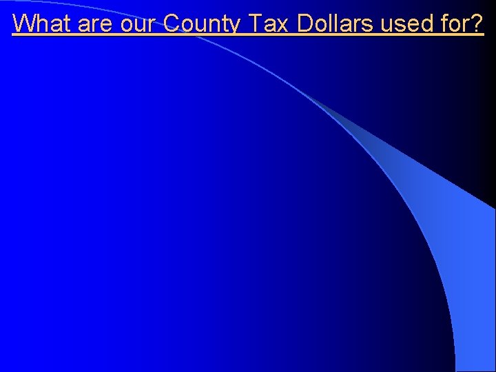 What are our County Tax Dollars used for? 