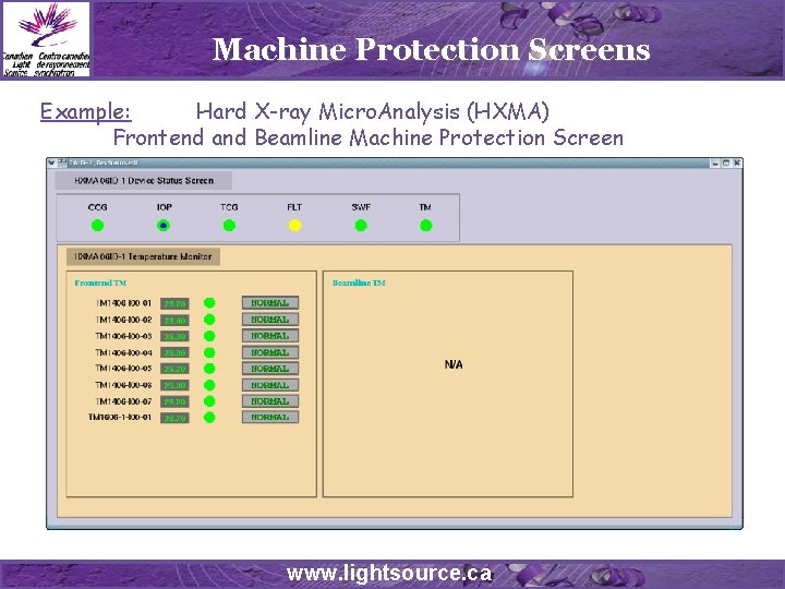 Machine Protection Screens Example: Hard X-ray Micro. Analysis (HXMA) Frontend and Beamline Machine Protection