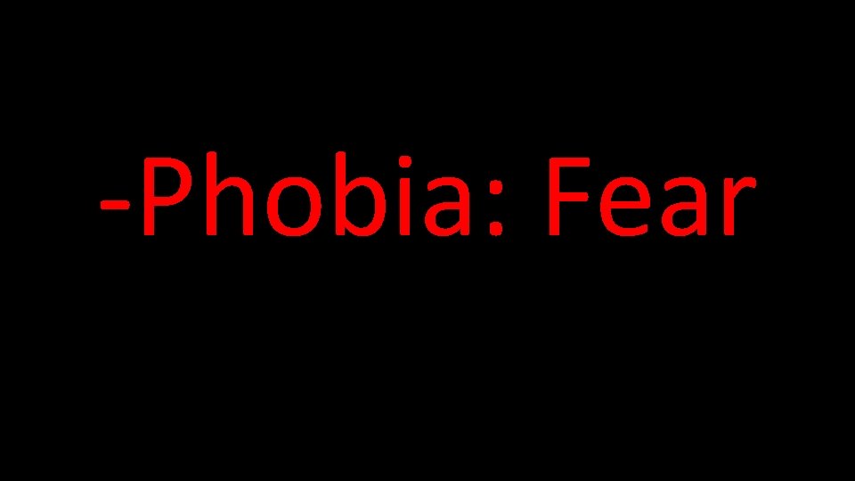 -Phobia: Fear 