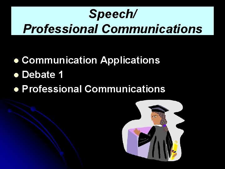 Speech/ Professional Communications Communication Applications l Debate 1 l Professional Communications l 