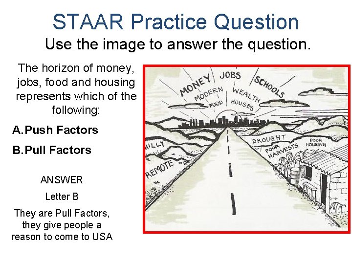 STAAR Practice Question Use the image to answer the question. The horizon of money,