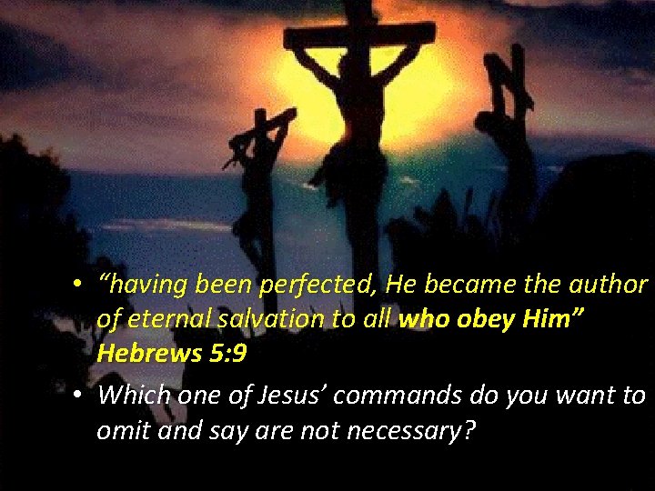  • “having been perfected, He became the author of eternal salvation to all