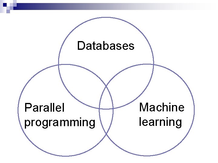 Databases Parallel programming Machine learning 