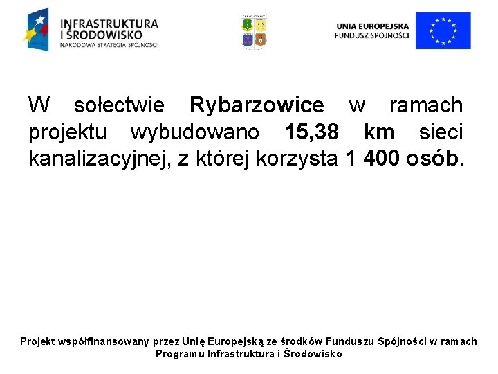 W sołectwie Rybarzowice w ramach projektu wybudowano 15, 38 km sieci kanalizacyjnej, z której