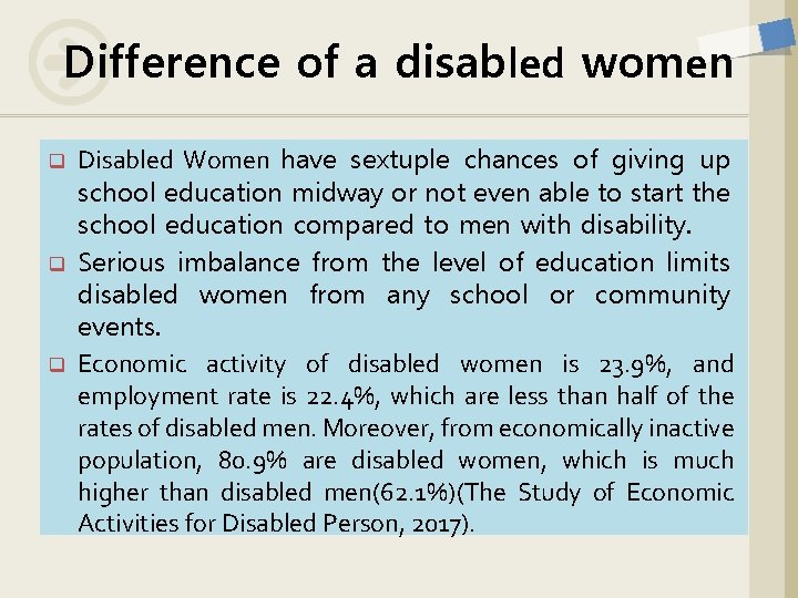 Difference of a disabled women q q q Disabled Women have sextuple chances of